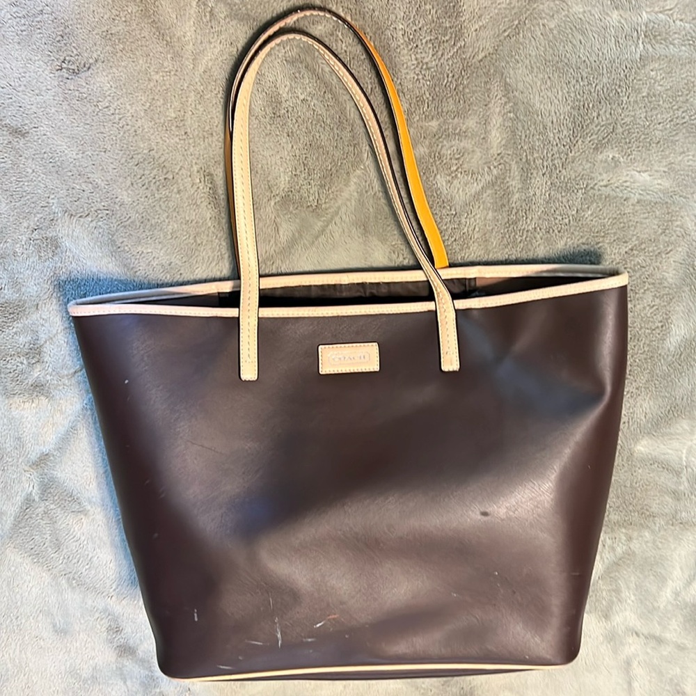 Brown Leather Metro City Park Tote by Coach